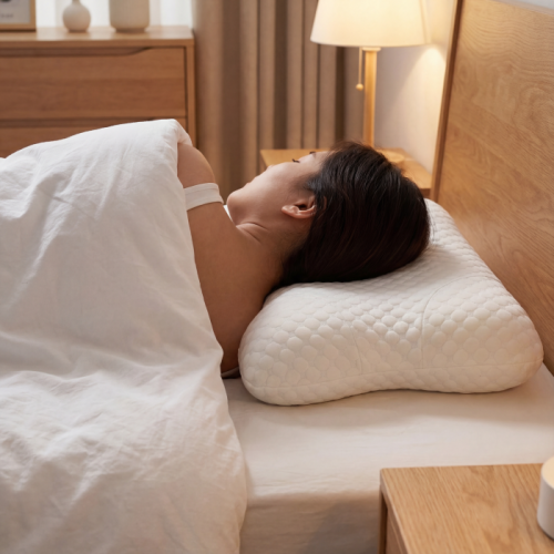 Orthopedic pillow with memory effect J2531 with shoulder recess