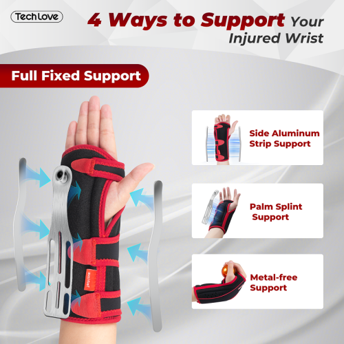 Universal extended wrist support bandage with cooling insert