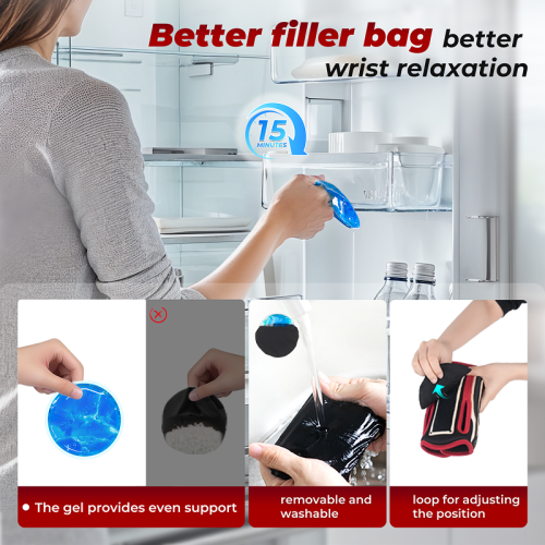Universal extended wrist support bandage with cooling insert