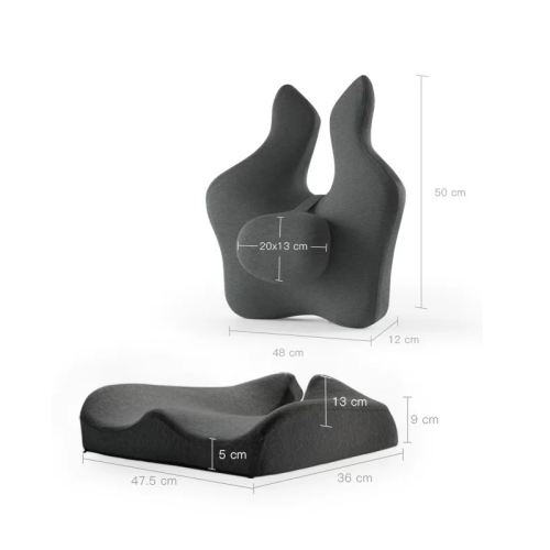 Orthopedic office seat cushion set with adjustable lumbar support