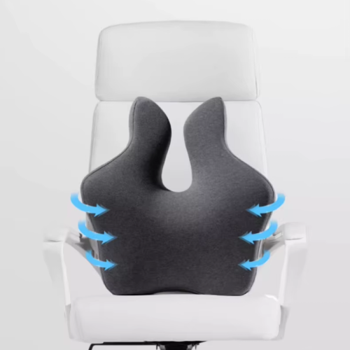 Orthopedic office seat cushion set with adjustable lumbar support