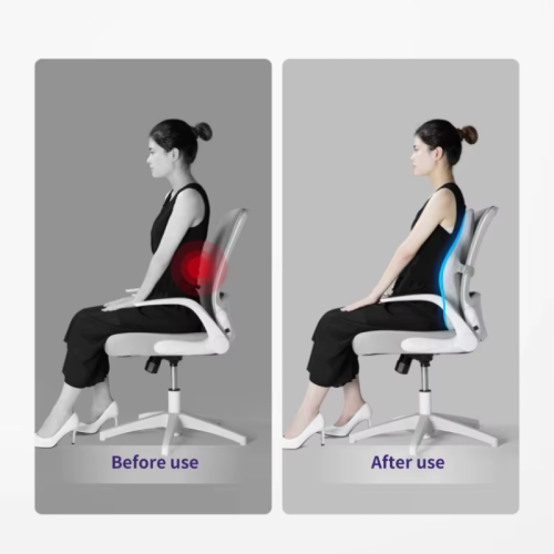 Orthopedic office seat cushion set with adjustable lumbar support