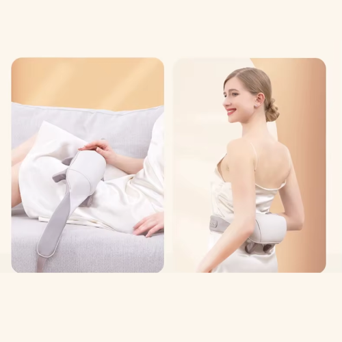 Portable shiatsu massager for deep tissue of the back and neck, with heat function