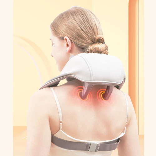 Portable shiatsu massager for deep tissue of the back and neck, with heat function