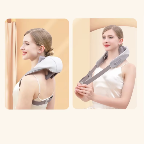 Portable shiatsu massager for deep tissue of the back and neck, with heat function