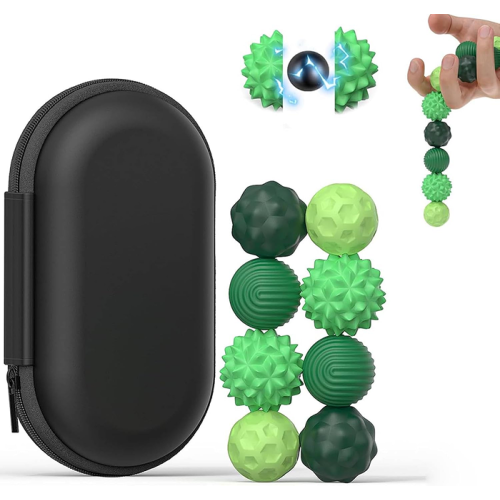 Sensory magnetic balls, green set of 8 pcs, with case, size M