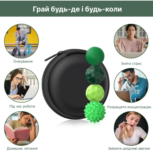 Sensory magnetic balls, green set of 8 pcs, with case, size M