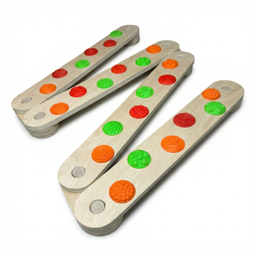 Balance track with massage elements and balance board