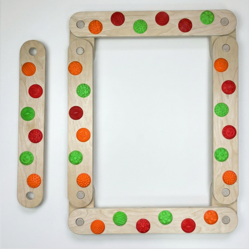 Balance track with massage elements and balance board