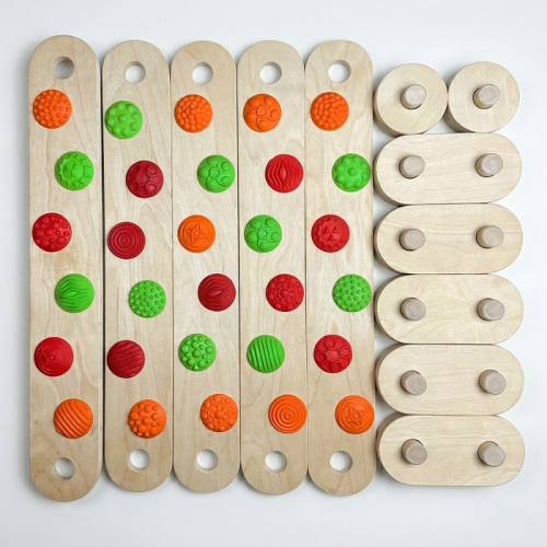 Balance track with massage elements and balance board