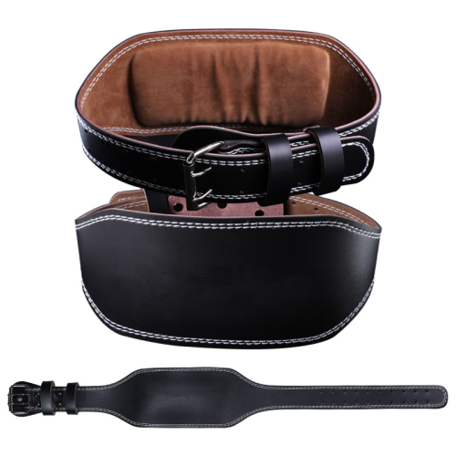 Leather sports belt for weight lifting black