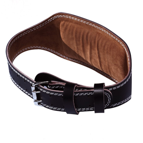 Leather sports belt for weight lifting black