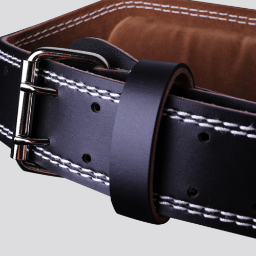 Leather sports belt for weight lifting black