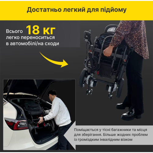 Складное аккумуляторное колесное кресло с электроприводом и правосторонним пультом управления
