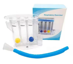 Breathing simulator with balls for rehabilitation and breathing exercises