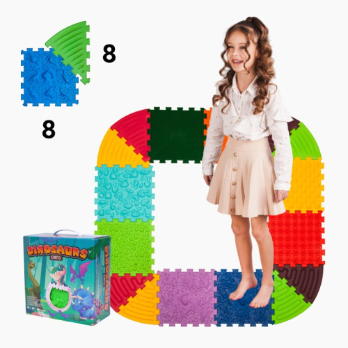 Massage mat Ortek Dinosaurs Puzzles 8 el. + 8 Triangles