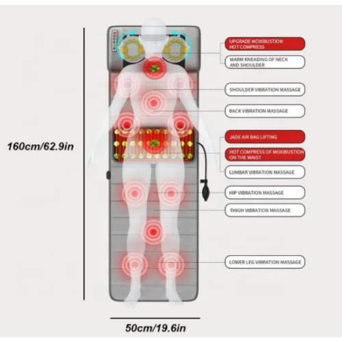 Multifunctional electric massage mat for the entire body, equipped with Shiatsu technology.
