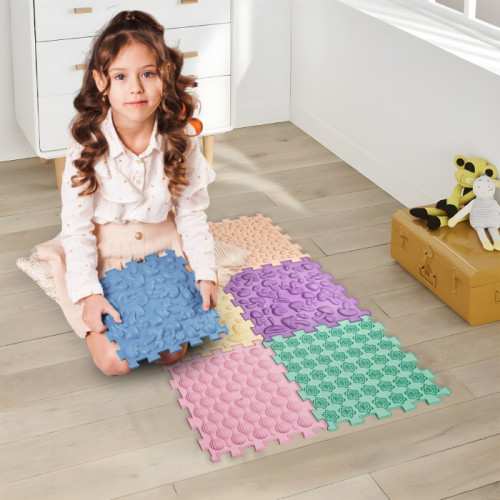 Massage mat "Puzzles Mix" 6 elements Pastel