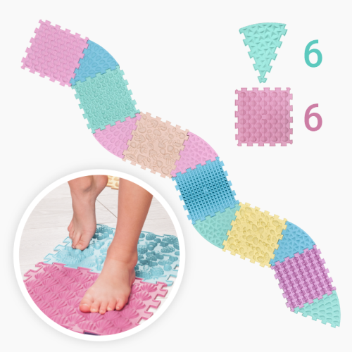 Massage mat "Ortek Mix Puzzles" 6 elements + 6 sectors PASTEL