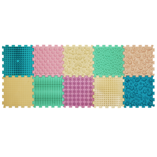 Massage mat "Puzzles Mix" 12 elements Pastel