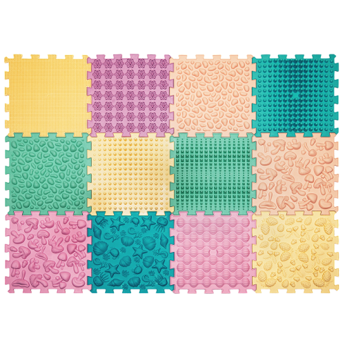 Massage mat "Puzzles Mix" 12 elements Pastel