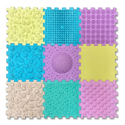 Massage mat "Puzzles Mix" 9 elements Pastel