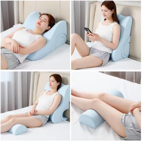 Anatomical back pillow with memory effect and additional Konstruktor roller Blue
