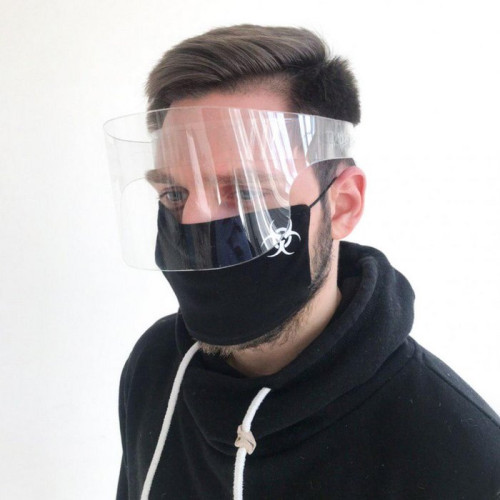 Protective acrylic face shield in the form of a small shield 11 cm high