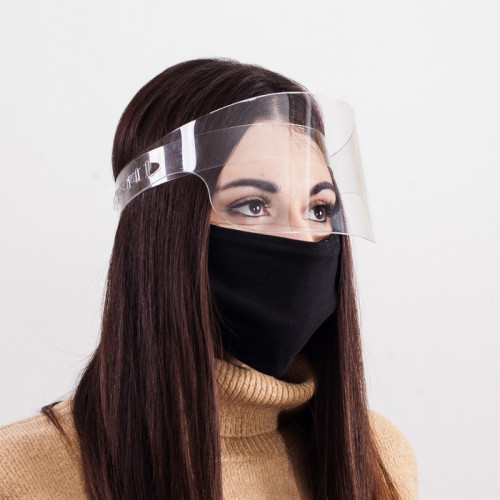 Protective acrylic face shield in the form of a small shield 11 cm high
