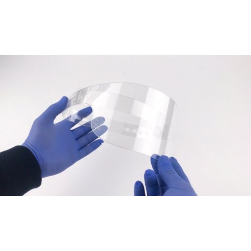 Protective acrylic face shield in the form of a small shield 11 cm high