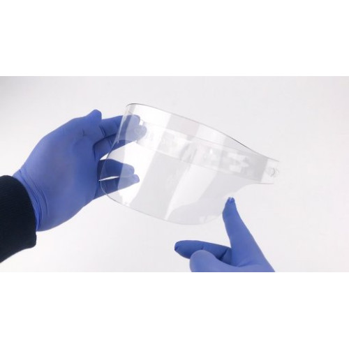 Protective acrylic face shield in the form of a small shield 11 cm high