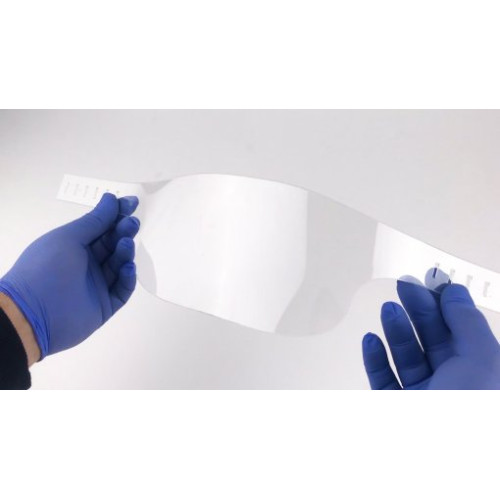 Protective acrylic face shield in the form of a small shield 11 cm high