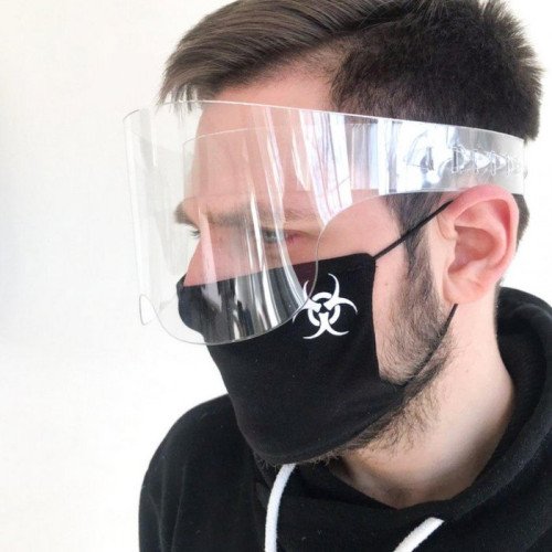 Protective acrylic face shield in the form of glasses 9 cm high
