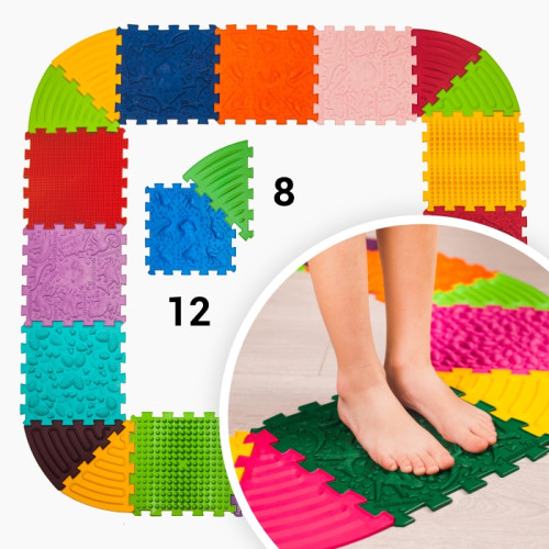 Massage mat Ortek Dinosaurs Puzzles 12 el. + 8 Triangles