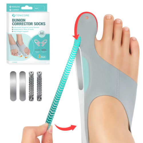 Valgus bandage with a metal plate and tension adjustment 